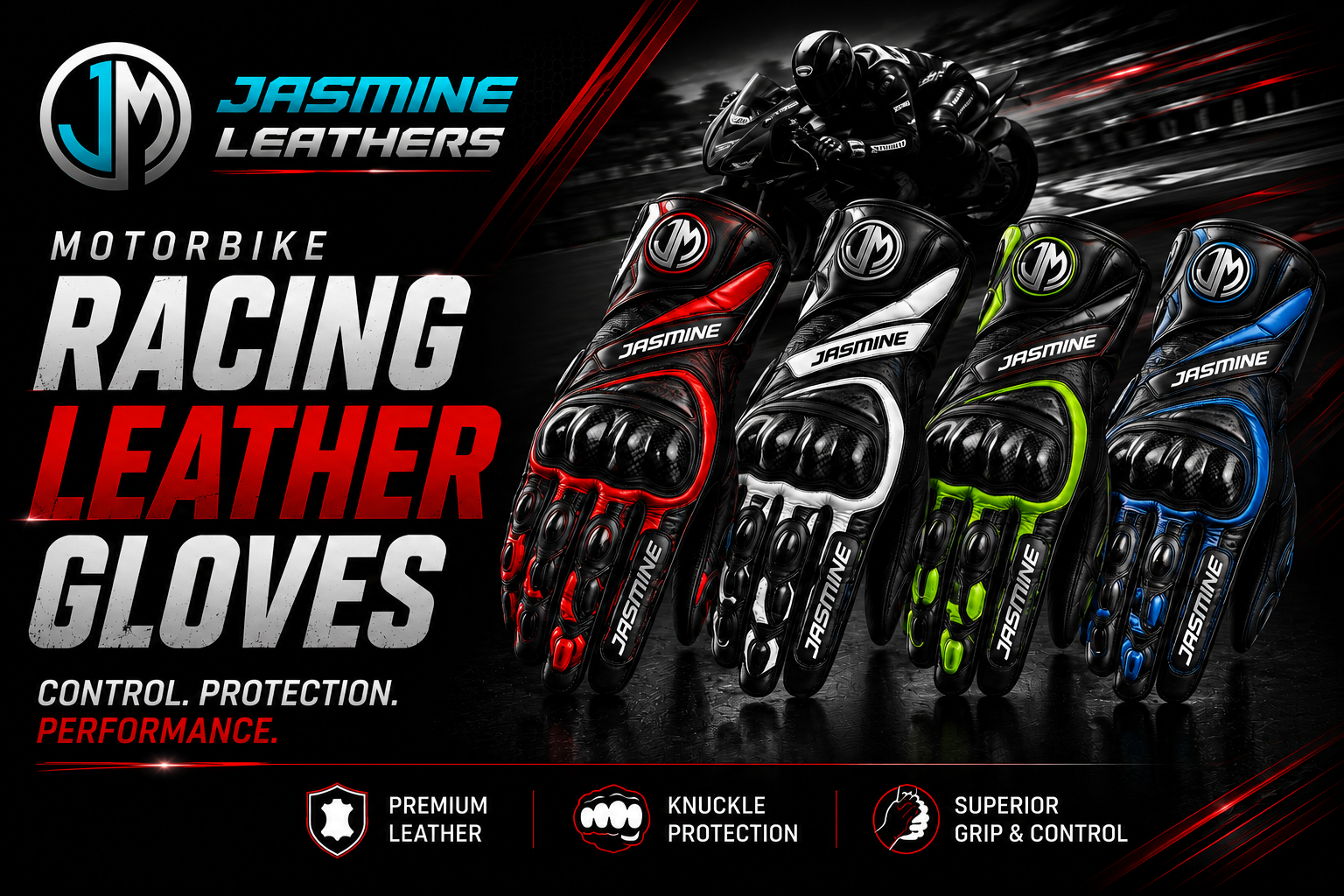 Jasmine Leathers Racing Leather Gloves collection