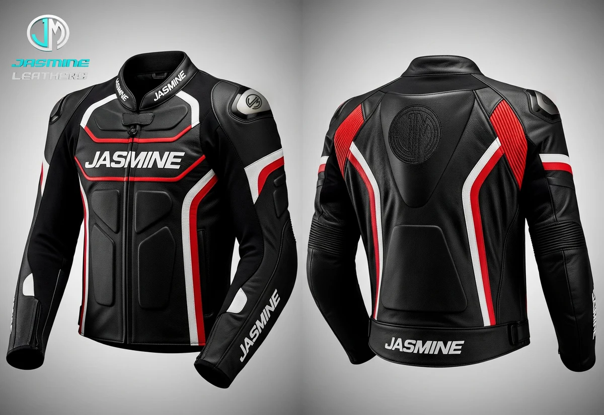 Jasmine Leathers Torque Racing Leather Jacket — front and back