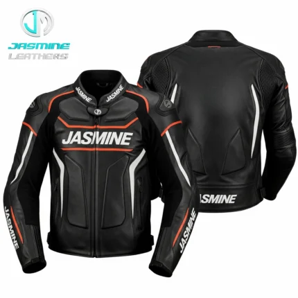 Orange Trace Racing Leather Jacket