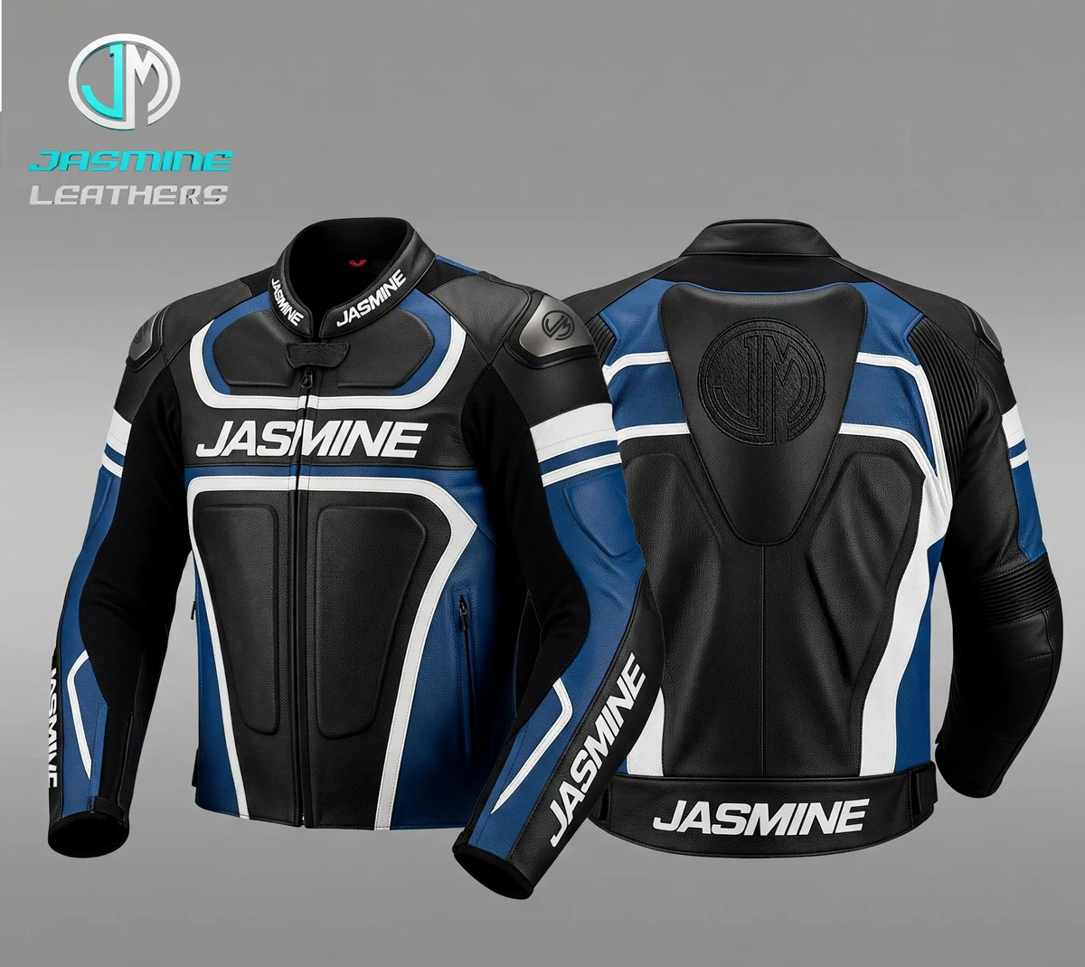 Jasmine Leathers Pacific Racing Leather Jacket — front and back