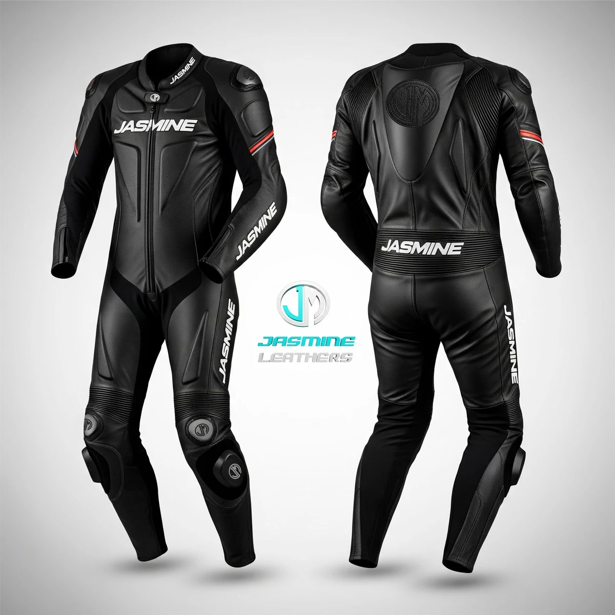Jasmine Leathers Nightfall Racing Leather Suit — front and back