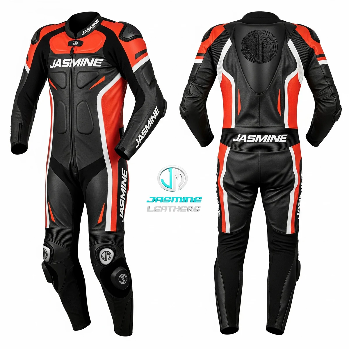 Jasmine Leathers Flare Racing Leather Suit — front and back