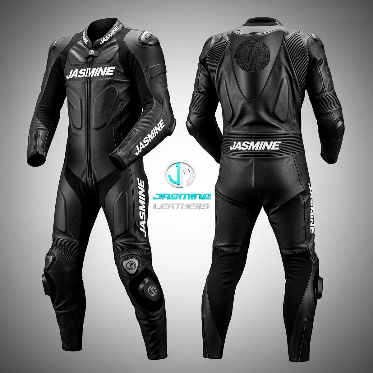 Jasmine Leathers Onyx Racing Leather Suit — front and back