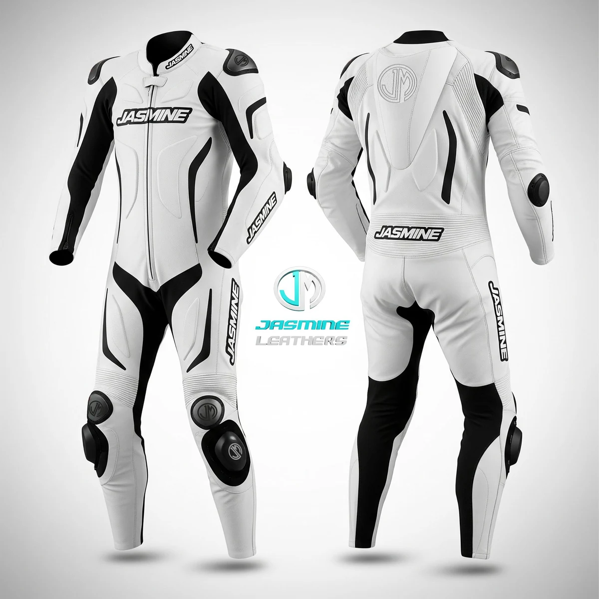 Jasmine Leathers Glacier Racing Leather Suit — front and back