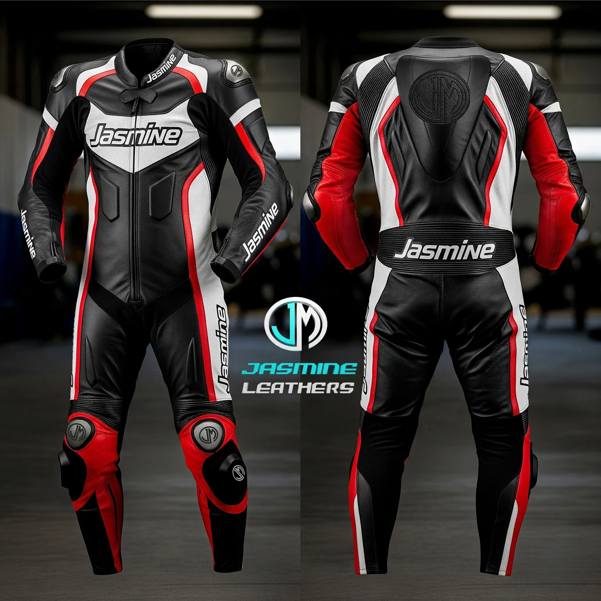 Jasmine Leathers Pitlane Racing Leather Suit — front and back