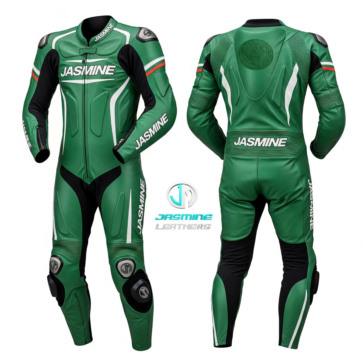 Jasmine Leathers Forest Racing Leather Suit — front and back