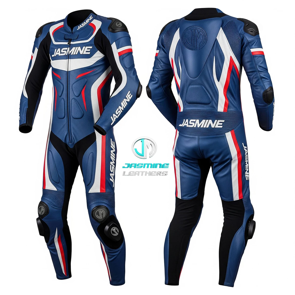 Jasmine Leathers Pacific Racing Leather Suit — front and back