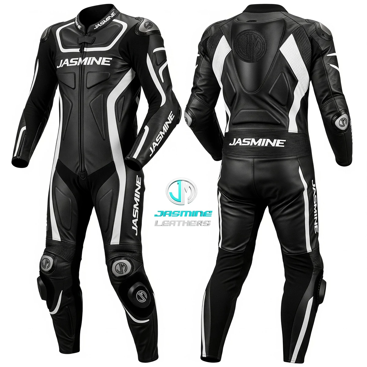 Jasmine Leathers Phantom Racing Leather Suit — front and back